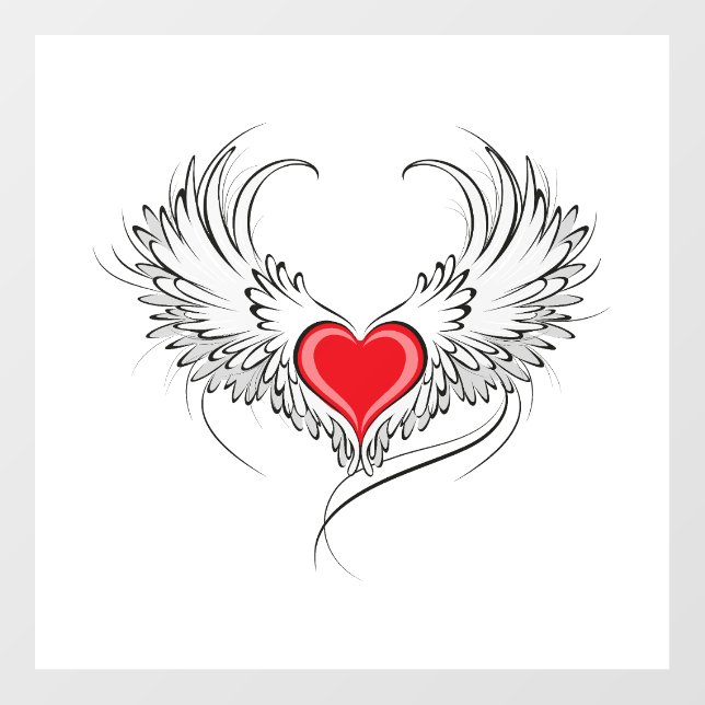 Red Angel Heart with wings Wall Decal (Front)