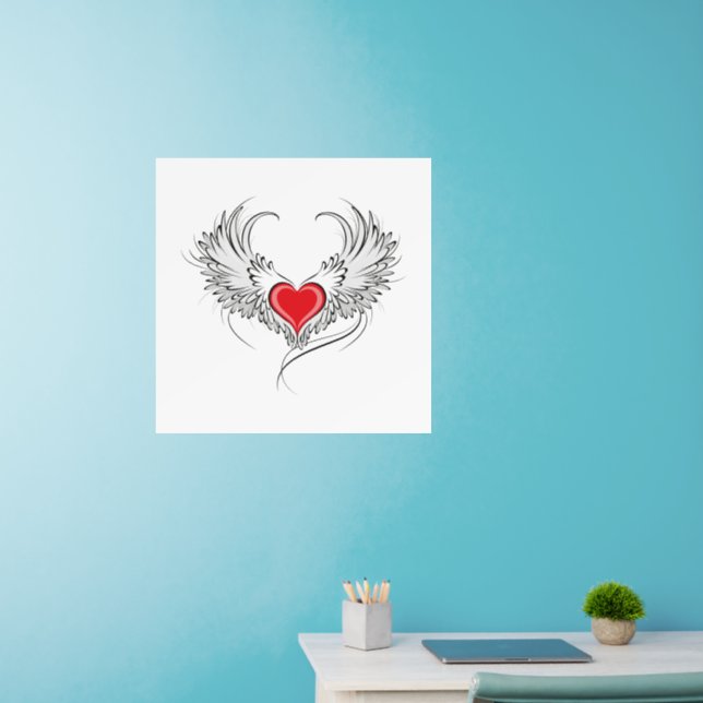 Red Angel Heart with wings Wall Decal (Home Office)