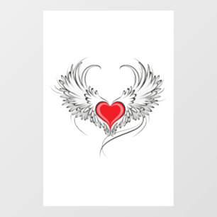 Red Angel Heart with wings Wall Decal