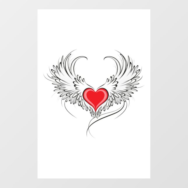 Red Angel Heart with wings Wall Decal (Front)