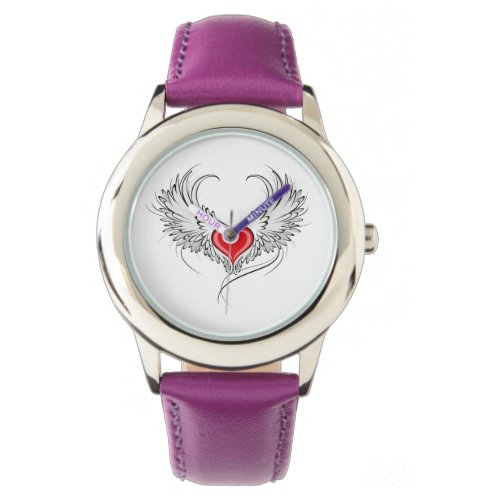 Red Angel Heart with wings Watch