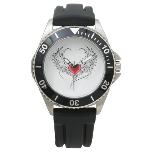 Red Angel Heart with wings Watch