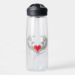Red Angel Heart with wings Water Bottle