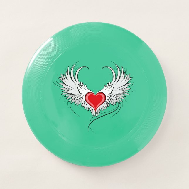 Red Angel Heart with wings Wham-O Frisbee (Front)