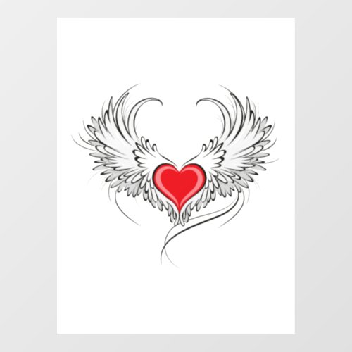 Red Angel Heart with wings Window Cling