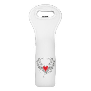 Red Angel Heart with wings Wine Bag