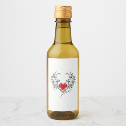 Red Angel Heart with wings Wine Label