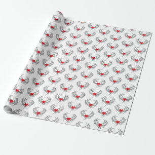 Red Angel Heart with wings Wrapping Paper