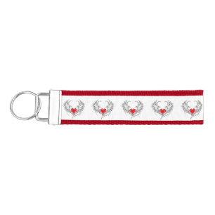 Red Angel Heart with wings Wrist Keychain