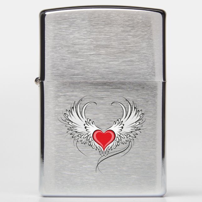 Red Angel Heart with wings Zippo Lighter (Front)