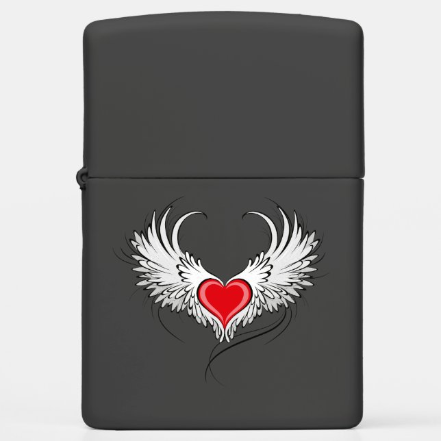 Red Angel Heart with wings Zippo Lighter (Front)