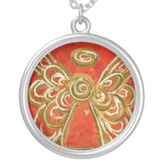 Red Angel Wings Silver Necklace