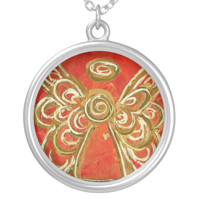 Red Angel Wings Silver Necklace (Front)