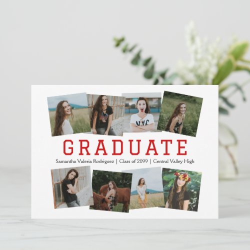 Red Angled Eight_Photo Graduation Announcement