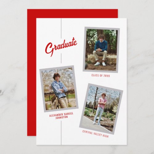 Red Angled Four_Photo Graduation Announcement