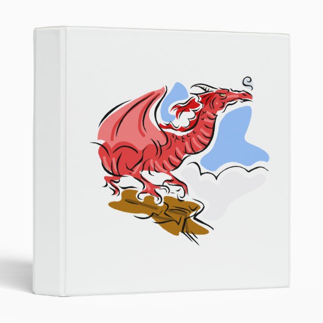 Red Angry Dragon 3 Ring Binder (Front/Spine)