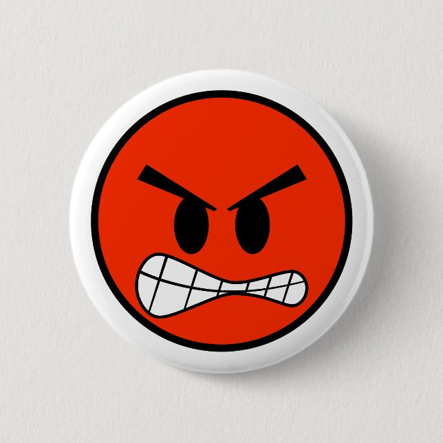 Red Angry Face Emoji Button (Front)
