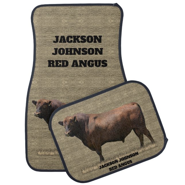 Red Angus Bull Car Floor Mat (Set)