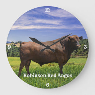 Red Angus Bull Large Clock