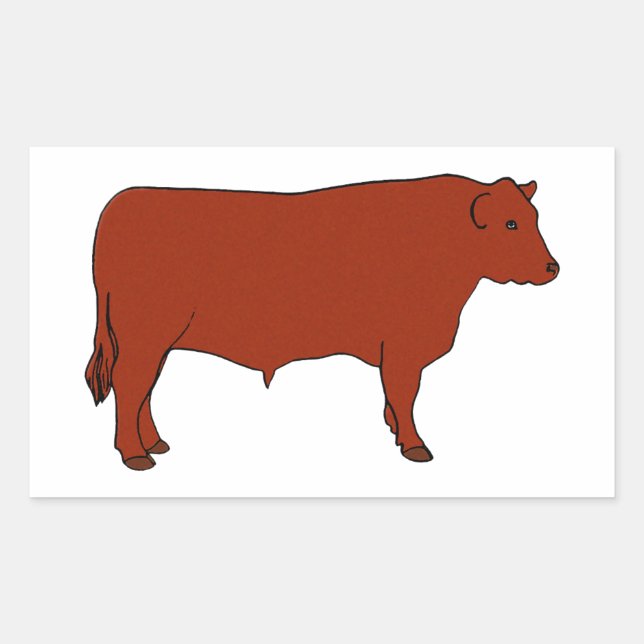 Red Angus Bull Rectangular Sticker (Front)
