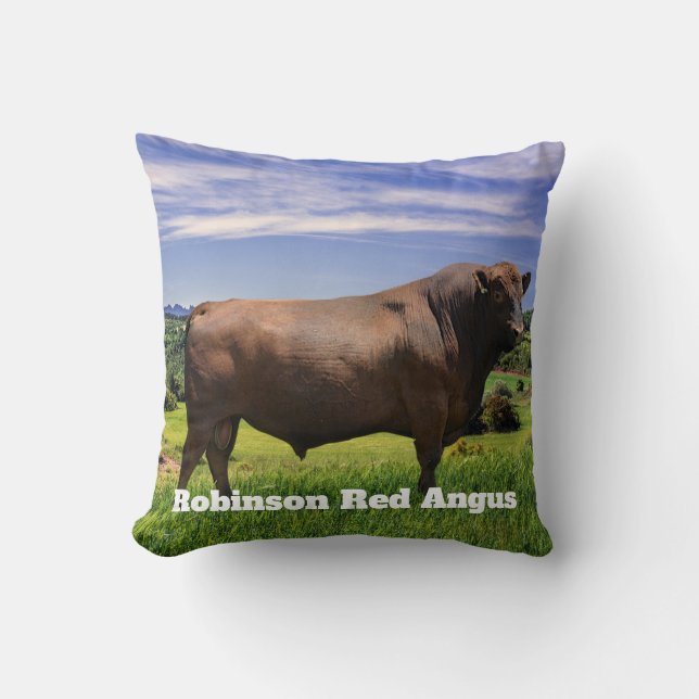 Red Angus Bull  Throw Pillow (Front)
