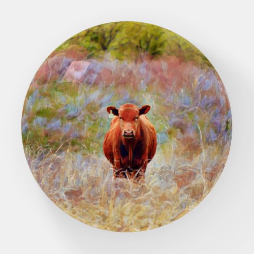 Red Angus Cow in Texas Farm Paperweight