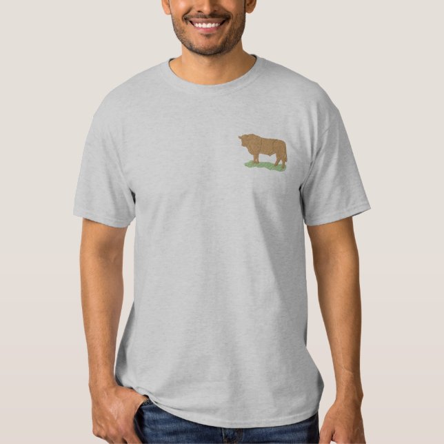 Red Angus Embroidered T-Shirt (Front)