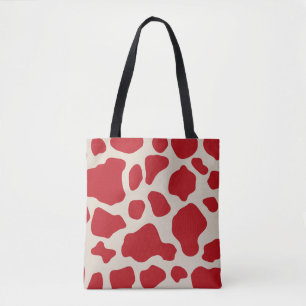Red animal print tote bag