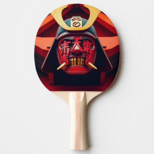 Red anime samurai mask ping pong paddle