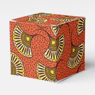 Red Ankara Fan Print Favor Boxes