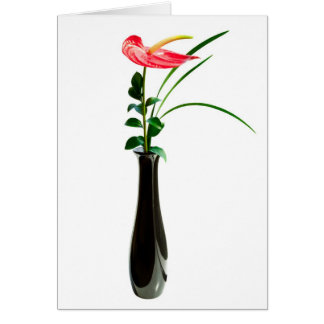 Red Anthurium flower in a vase Cards