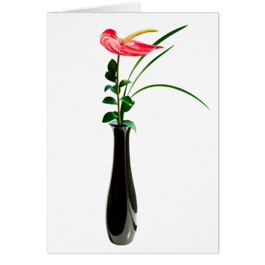 Red Anthurium flower in a vase Cards (Front)