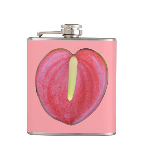 Red Anthurium Flower on Vinyl Wrapped Flask