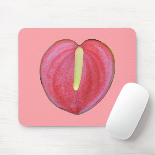 Red Anthurium Flower Printed on Mouse Pad