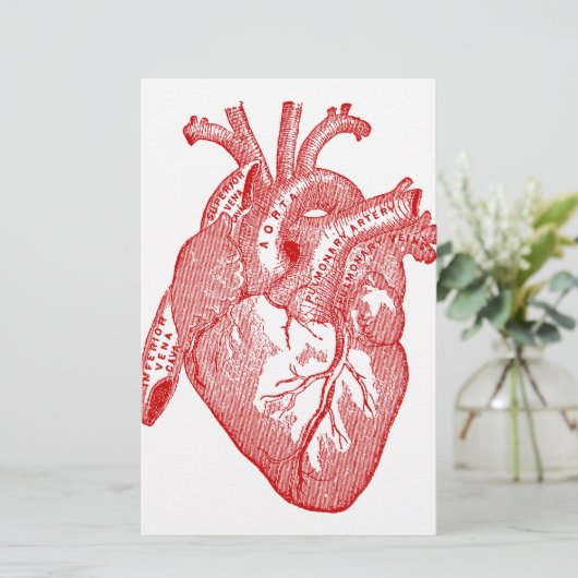 Red Antique Anatomical Heart (Standing Front)