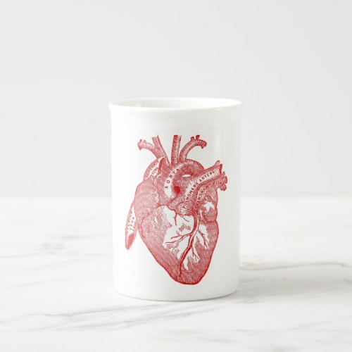 Red Antique Anatomical Heart Bone China Mug