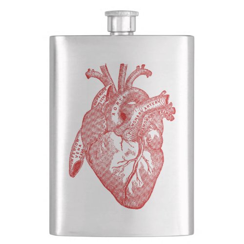 Red Antique Anatomical Heart Hip Flask