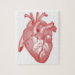 Red Antique Anatomical Heart Jigsaw Puzzle