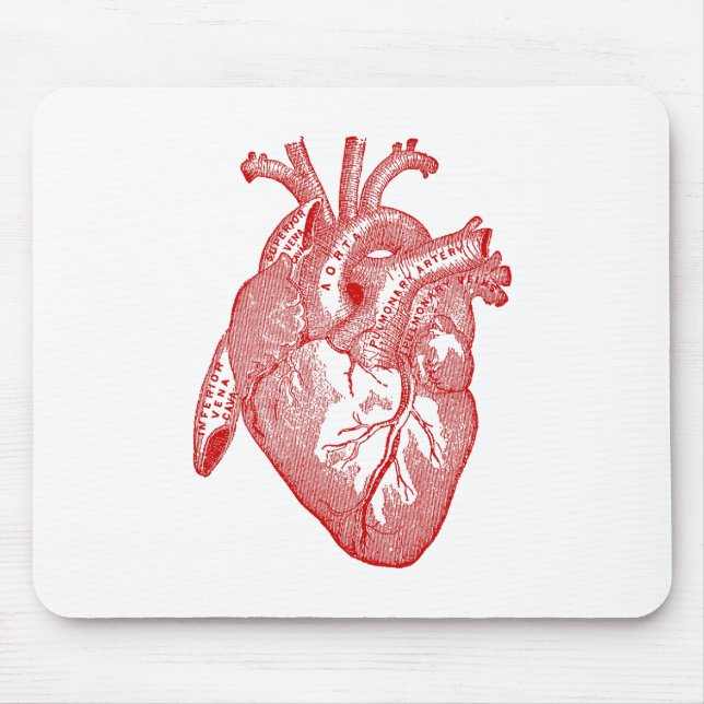 Red Antique Anatomical Heart Mouse Pad (Front)