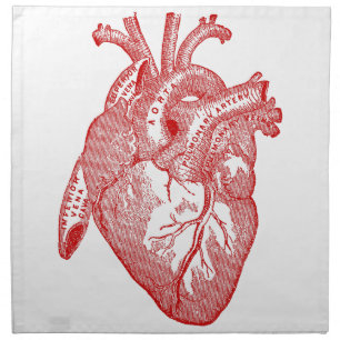 Red Antique Anatomical Heart Napkin