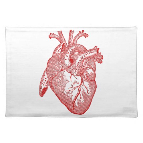 Red Antique Anatomical Heart Placemat