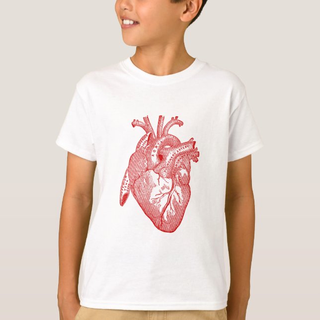 Red Antique Anatomical Heart T-Shirt (Front)