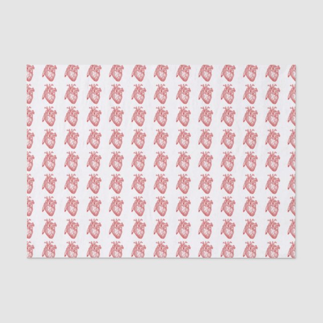 Red Antique Anatomical Heart Tissue Paper (Front)