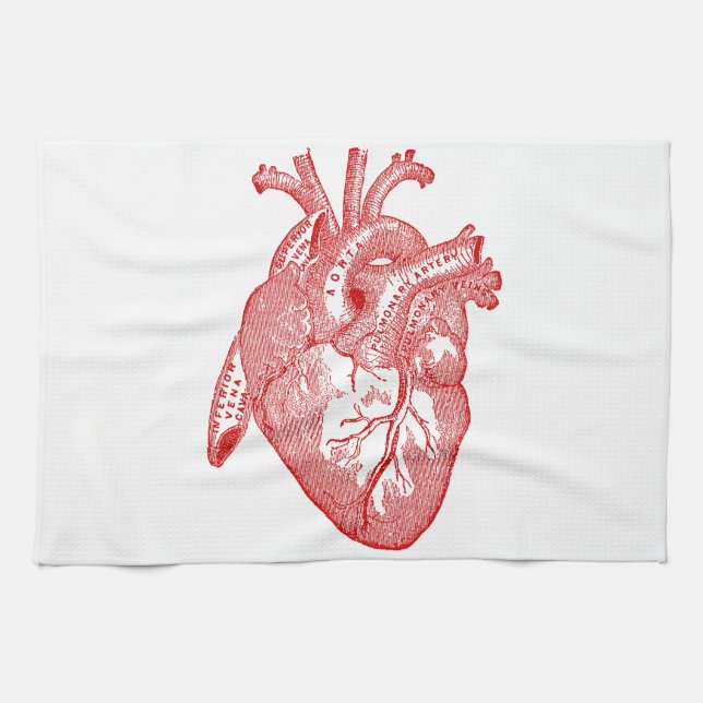 Red Antique Anatomical Heart Towel (Horizontal)