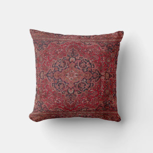 Red Antique Carpet Throw Pillow