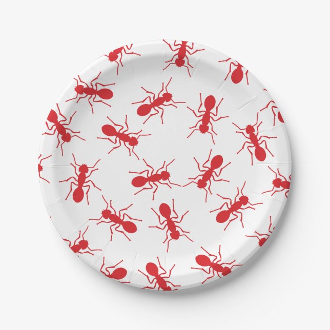 Red ants, ant nest. Halloween party Paper Plates (Front)