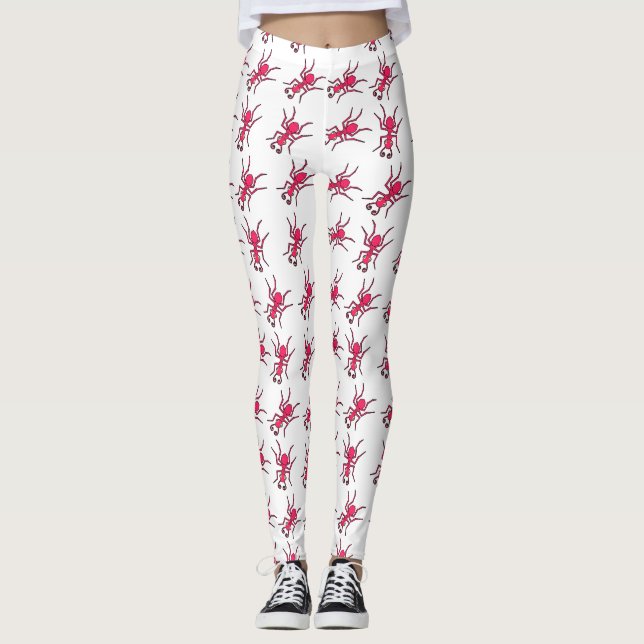 Red Ants on White Leggings (Front)
