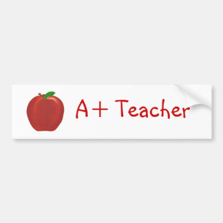Red Apple, A+ Teacher bumper stickers