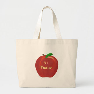 Red Apple, A+ Teacher, canvas bags