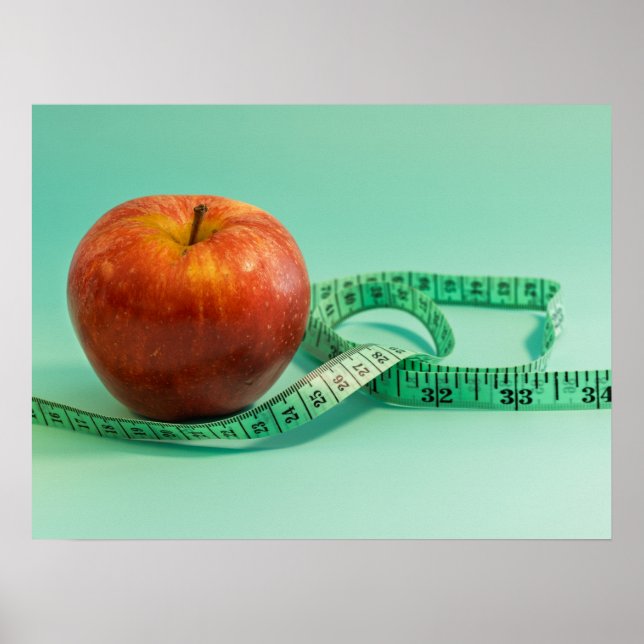 Red Apple And Tape Nutritionist Health Coach Photo Poster (Front)